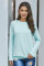 Gold Zip Detail Light Blue Pullover Sweatshirt