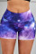 Purple Galaxy Print Booty Yoga Shorts