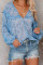 Sky Blue Saint Helena Printed Ruffle Blouse