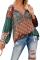Multicolor Floral Print Peasant Blouse