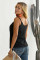 Black Spaghetti Strap Buttoned Tank Top