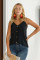 Black Spaghetti Strap Buttoned Tank Top