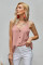 Pink Spaghetti Strap Buttoned Tank Top
