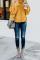 Yellow Cuddle Weather Cable Knit Handmade Turtleneck Sweater