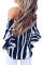 Off The Shoulder Vertical Stripes Blouse in Black