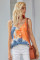 Orange Tie Dye Spaghetti Strap Buttoned Tank Top