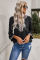 Black Boho Floral V Neck Long Sleeve Casual Top