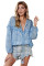 Sky Blue Saint Helena Printed Ruffle Blouse
