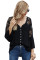 Black Crochet Lace Button Top