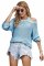 Sky Blue Cool Breeze Cotton Cold Shoulder Sweater