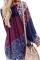 Purple Floral Print Peasant Blouse