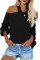 Black Cool Breeze Cotton Cold Shoulder Sweater