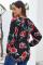 Black Floral Print Peasant Blouse