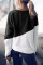 Black Patchwork Dropped Shoulder Sleeve Sweatshirt