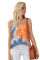 Orange Tie Dye Spaghetti Strap Buttoned Tank Top