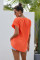 Orange Short Sleeve Printed Neck Shift Blouse