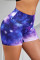 Purple Galaxy Print Booty Yoga Shorts