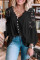 Black Crochet Lace Button Top