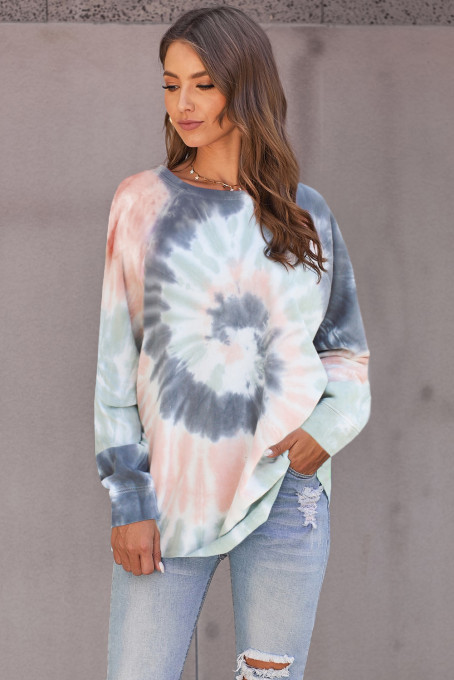 Multicolor Ombre Tie Dye Loose Leisure Sweatshirt