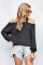 Gray Cool Breeze Cotton Cold Shoulder Sweater