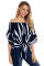 Off The Shoulder Vertical Stripes Blouse in Black