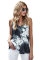 Black Tie Dye Spaghetti Strap Buttoned Tank Top