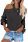 Gray Cool Breeze Cotton Cold Shoulder Sweater