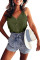 Green Spaghetti Strap Buttoned Tank Top