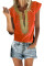 Orange Short Sleeve Printed Neck Shift Blouse