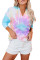 Sky Blue Colorblock The Sun Cotton Blend Tie Dye Hoodie