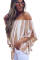 Off The Shoulder Vertical Stripes Blouse in Pink