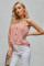 Pink Spaghetti Strap Buttoned Tank Top