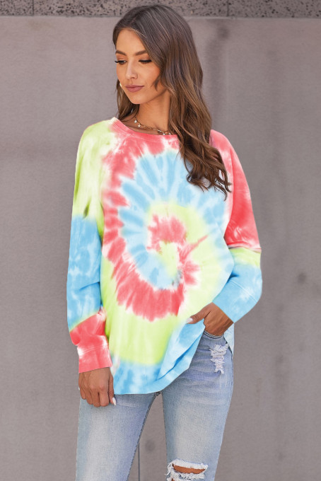 Sky Blue Ombre Tie Dye Loose Leisure Sweatshirt