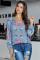 Sky Blue Floral Print Peasant Blouse