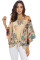 Apricot Off Shoulder Floral Tie Front High Low Chiffon Blouse