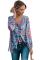 Sky Blue Floral Print Peasant Blouse
