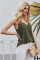 Green Spaghetti Strap Buttoned Tank Top