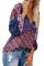 Purple Floral Print Peasant Blouse