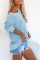 Sky Blue Cool Breeze Cotton Cold Shoulder Sweater