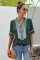 Green Elbow Length Sleeves Front Embroidery Blouse