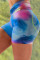 Blue Printed High Waist Lift Up Yoga Shorts