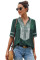 Green Elbow Length Sleeves Front Embroidery Blouse