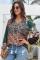 Multicolor Floral Print Peasant Blouse