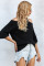Black Cool Breeze Cotton Cold Shoulder Sweater