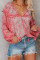 Red Saint Helena Printed Ruffle Blouse