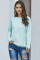 Gold Zip Detail Light Blue Pullover Sweatshirt