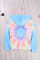 Sky Blue Colorblock The Sun Cotton Blend Tie Dye Hoodie