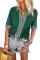 Green Chic Boho V Neckline Half Sleeve Blouse