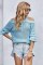Sky Blue Cool Breeze Cotton Cold Shoulder Sweater