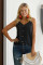 Black Spaghetti Strap Buttoned Tank Top